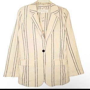 Treasure & Bond Cream Linen Blend Striped Blazer